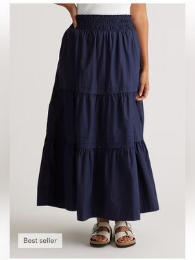 Quince 100% Organic Cotton Poplin Tiered Maxi Skirt size XS